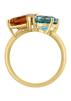 5 ct. t.w. Blue Topaz, Citrine, Peridot Ring in 14K Yellow Gold