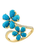 1/8 ct. t.w. Diamond, 4 ct. t.w. Turquoise Ring in 14K Yellow Gold