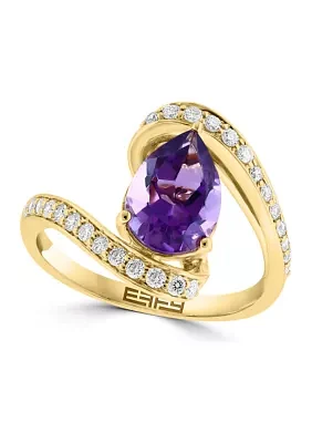 1/3 ct. t.w. Diamond, 1.9 ct. t.w. Amethyst Ring 14K Yellow Gold