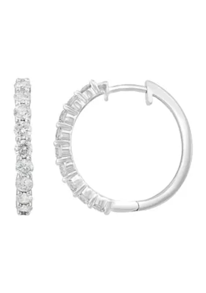 1 ct. t.w. Lab Created Diamond Hoop Earrings in 14K White Gold