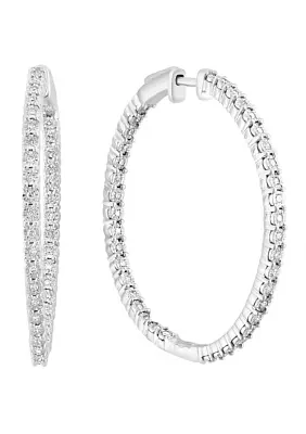 2.94 ct. t.w. Lab-Created Diamond Hoop Earrings in 14K White Gold