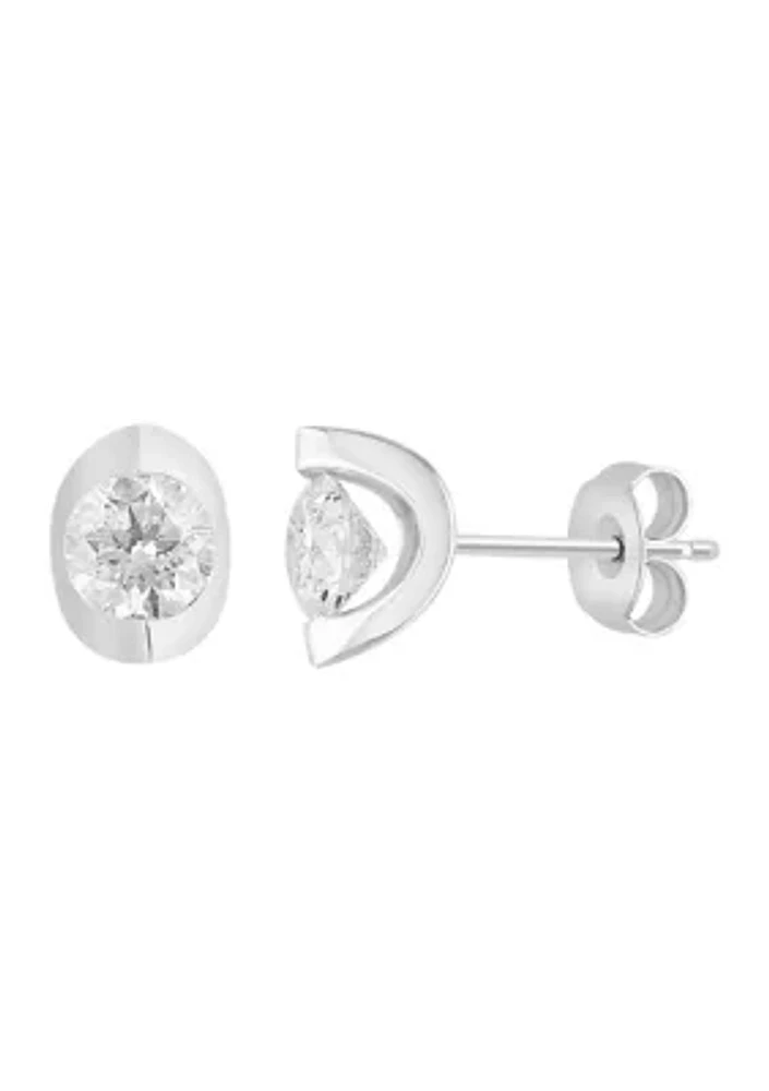  14K White Gold Diamond Earrings