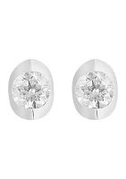  14K White Gold Diamond Earrings