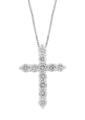 1 ct. t.w. Lab Created Diamond Cross Necklace in 14K White Gold 