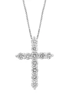 1 ct. t.w. Lab Created Diamond Cross Necklace in 14K White Gold 