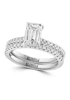 1.9 ct. t.w. Lab Created Diamond Bridal Ring with 1.5 ct. t.w. Emerald Cut Center