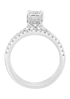 1.9 ct. t.w. Lab Created Diamond Bridal Ring with 1.5 ct. t.w. Emerald Cut Center