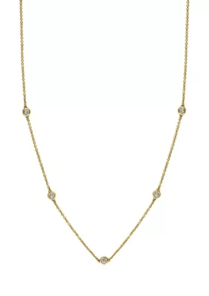 Diamond Station Necklace in 14K Yellow Gold