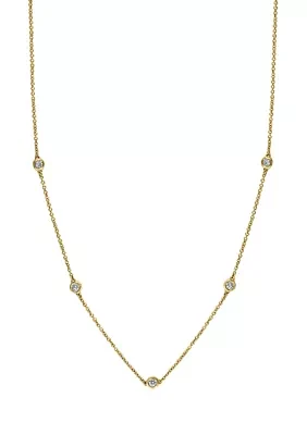 Diamond Station Necklace in 14K Yellow Gold