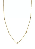 Diamond Station Necklace in 14K Yellow Gold