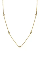 Diamond Station Necklace in 14K Yellow Gold