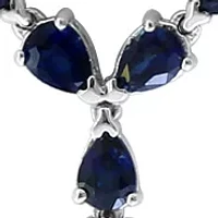 Diamond and Sapphire Drop Necklace in 14K White Gold