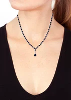 Diamond and Sapphire Drop Necklace in 14K White Gold