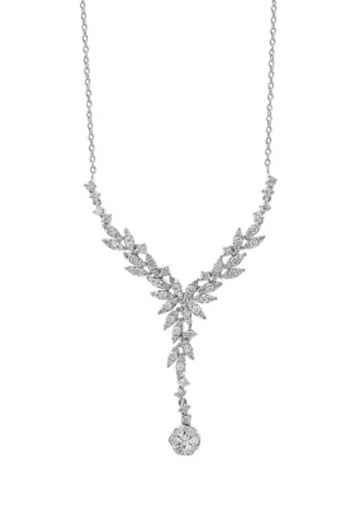 Diamond Drop Necklace in 14K White Gold