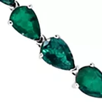 Diamond Drop Emerald Necklace in 14K White Gold