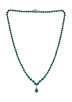 Diamond Drop Emerald Necklace in 14K White Gold