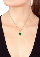 Diamond and Natural Emerald Pendant Necklace in 14K Yellow Gold