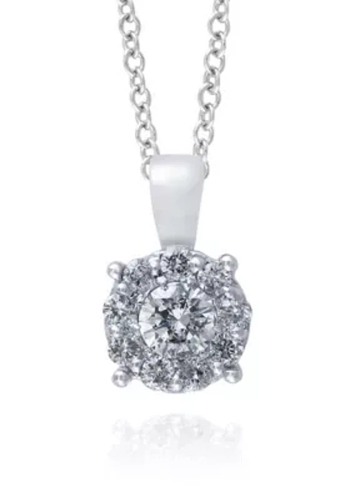 0.47 ct. t.w. Diamond Cluster Pendant in 14K White Gold