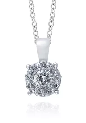 0.47 ct. t.w. Diamond Cluster Pendant in 14K White Gold