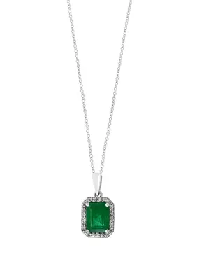 1/4 ct. t.w. Diamond, 1.43 ct. tw. Natural Emerald Pendant Necklace 