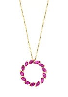 Natural Ruby Circle Pendant Necklace in 14K Yellow Gold