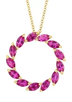 Natural Ruby Circle Pendant Necklace in 14K Yellow Gold