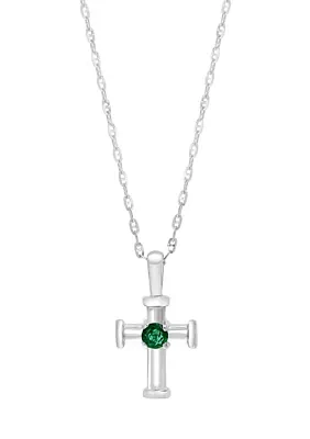 1/8 ct. t.w. Emerald Pendant Necklace in 14K White Gold