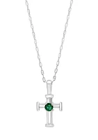 1/8 ct. t.w. Emerald Pendant Necklace in 14K White Gold