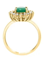 Diamond and Natural Emerald Ring in 14K Yellow Gold