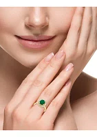 Diamond and Natural Emerald Ring in 14K Yellow Gold