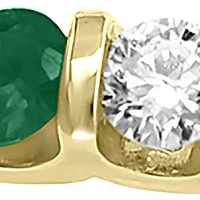 1/4 ct. t.w. Diamond and 3/8 Natural Emerald Ring 14k Yellow Gold