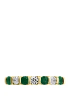 1/4 ct. t.w. Diamond and 3/8 Natural Emerald Ring 14k Yellow Gold