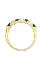 1/4 ct. t.w. Diamond and 3/8 Natural Emerald Ring 14k Yellow Gold