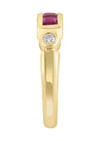 Diamond and Natural Ruby Ring in 14K Yellow Gold