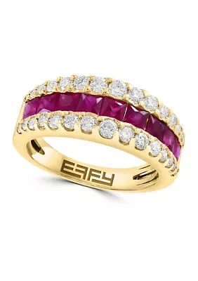 3/4 ct. t.w. Ruby, 1.54 ct. t.w. Diamond Ring in 14K Yellow Gold