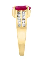 Diamond and Natural Ruby Ring in 14K Yellow Gold