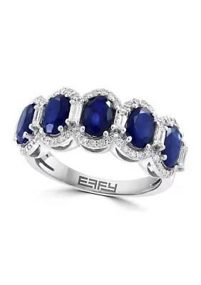 Diamond and Sapphire Ring in 14K White Gold