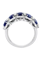 Diamond and Sapphire Ring in 14K White Gold