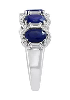 Diamond and Sapphire Ring in 14K White Gold