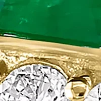 Diamond and Emerald Ring in 14K Yellow Gold