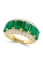 Diamond and Emerald Ring in 14K Yellow Gold