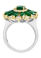 Diamond and Emerald Ring in 14K Two Tone Gold