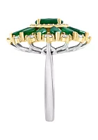 Diamond and Emerald Ring in 14K Two Tone Gold