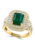 Diamond and Emerald Ring in 14K Yellow Gold