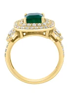 Diamond and Emerald Ring in 14K Yellow Gold