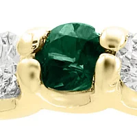 1/4 ct. t.w. Diamond and Natural Emerald Band Ring in 14k Yellow Gold