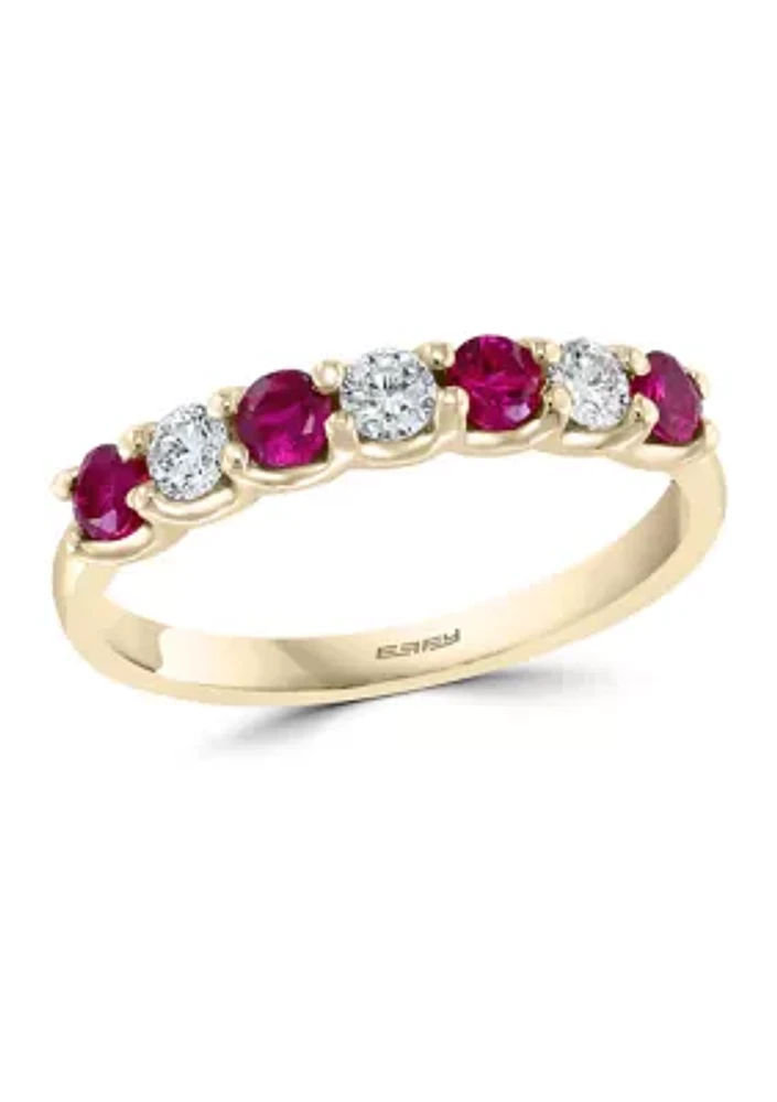 1/2 ct. tw. Ruby and 1/4 ct. tw. Diamond Ring in 14k Yellow Gold 