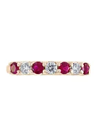 1/2 ct. tw. Ruby and 1/4 ct. tw. Diamond Ring in 14k Yellow Gold 