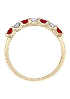 1/2 ct. tw. Ruby and 1/4 ct. tw. Diamond Ring in 14k Yellow Gold 