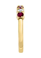 1/2 ct. tw. Ruby and 1/4 ct. tw. Diamond Ring in 14k Yellow Gold 